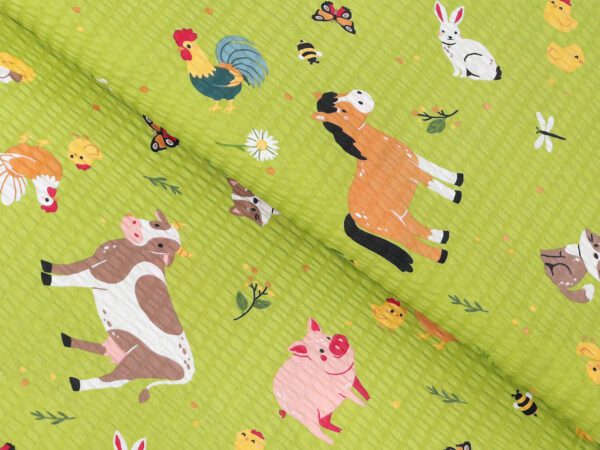 Krepová látka česká farma na zelené metráž šířka 142 cm