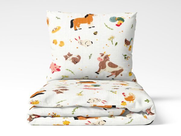 Dětské krepové povlečení česká farma na smetanové