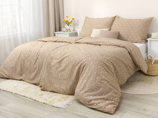 Krepové povlečení bílé čáry na hnědé