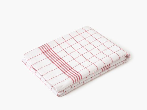 Pestře tkaná bavlněná utěrka červená 50x70 cm značky Škodák.