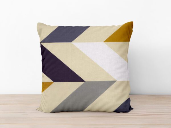 Bavlněný povlak na polštář béžovošedý cik cak značky Škodák