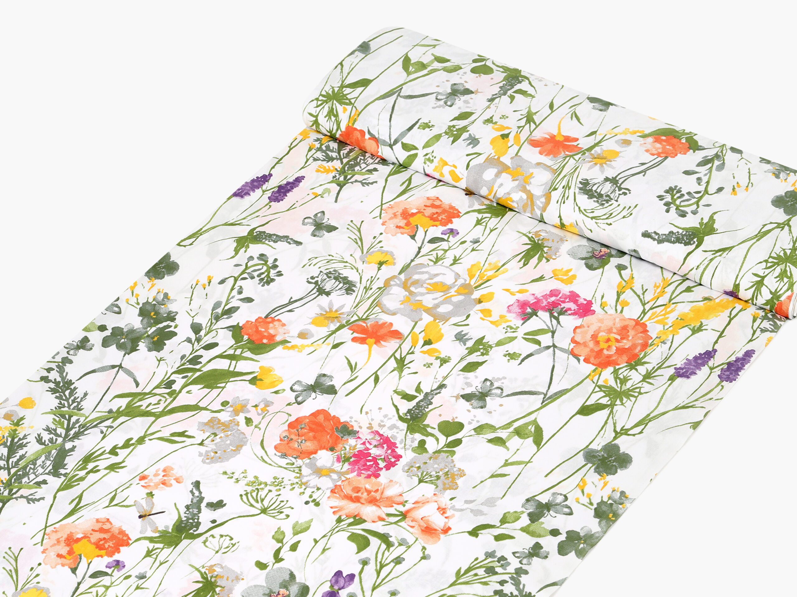 Bavlněná látka akvarelová louka metráž šířka 142 cm