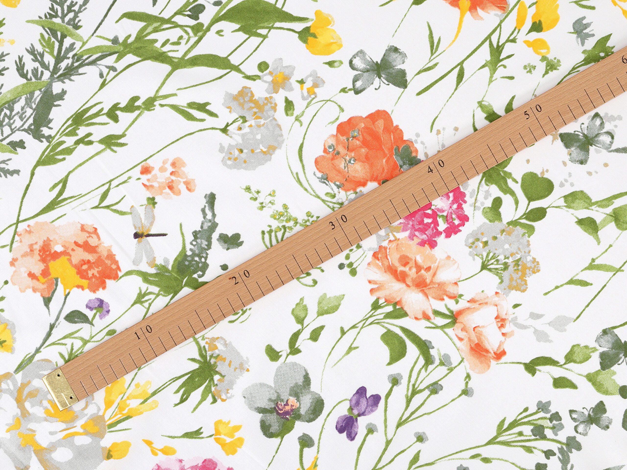 Bavlněná látka akvarelová louka metráž šířka 142 cm