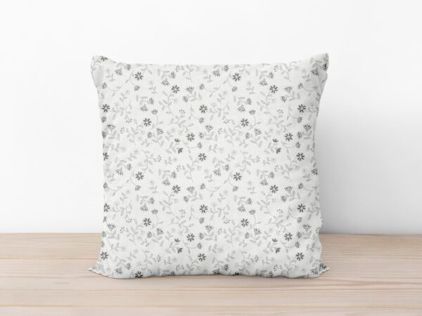 Bavlněný povlak na polštář šedé kvítko na bílé