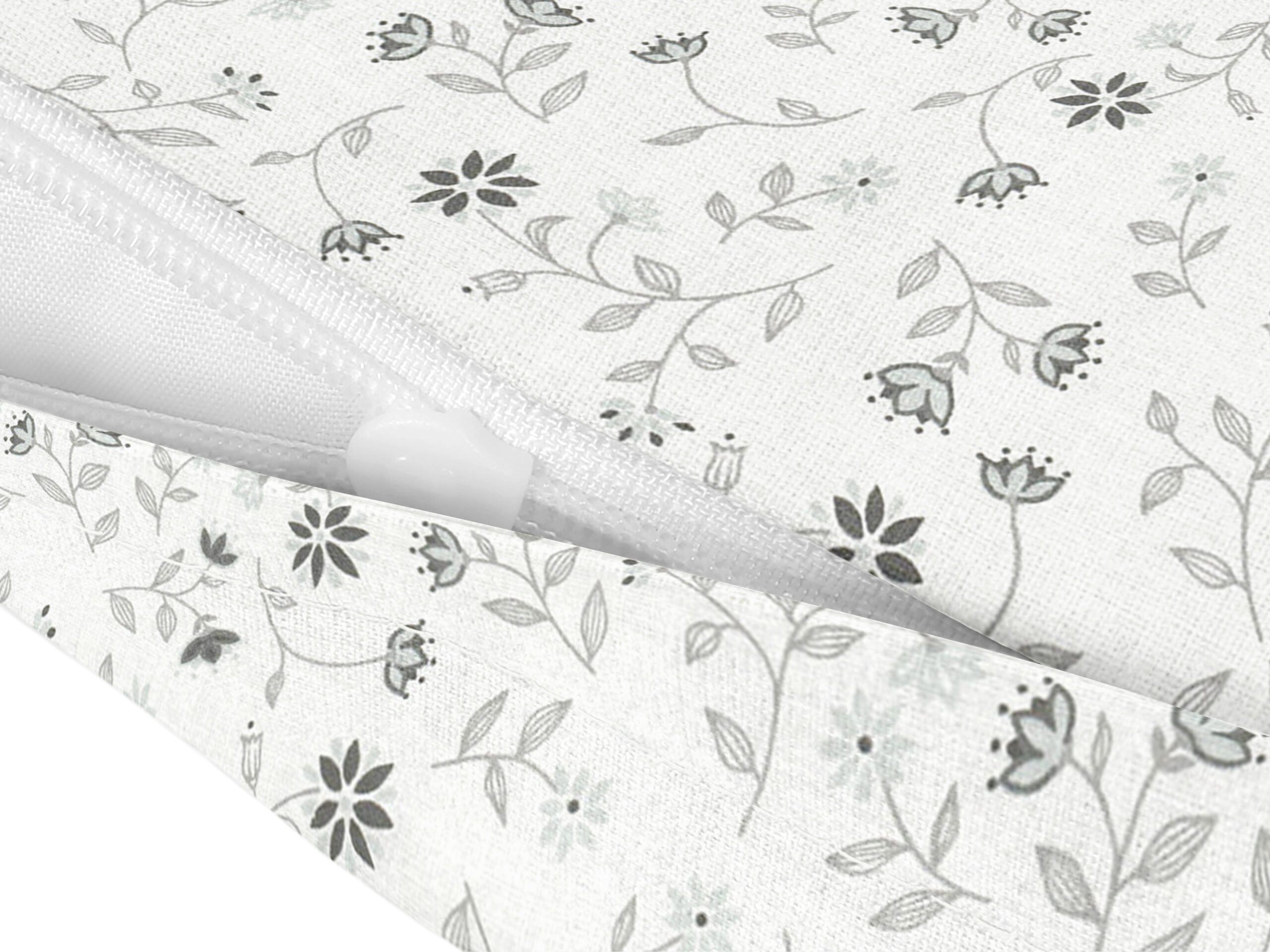 Bavlněný povlak na polštář šedé kvítko na bílé