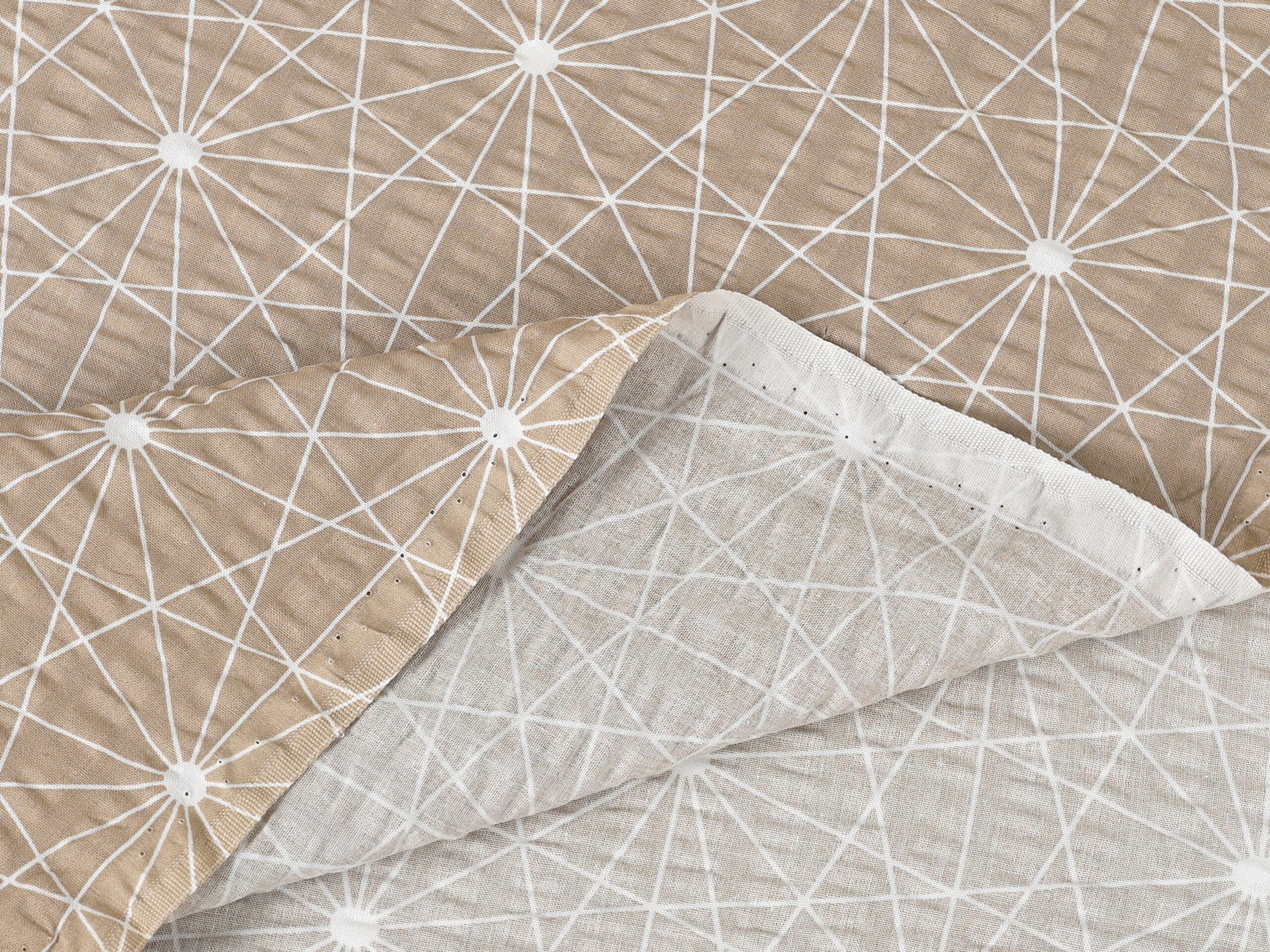 Krepová látka bílé čáry na hnědé metráž šířka 142 cm