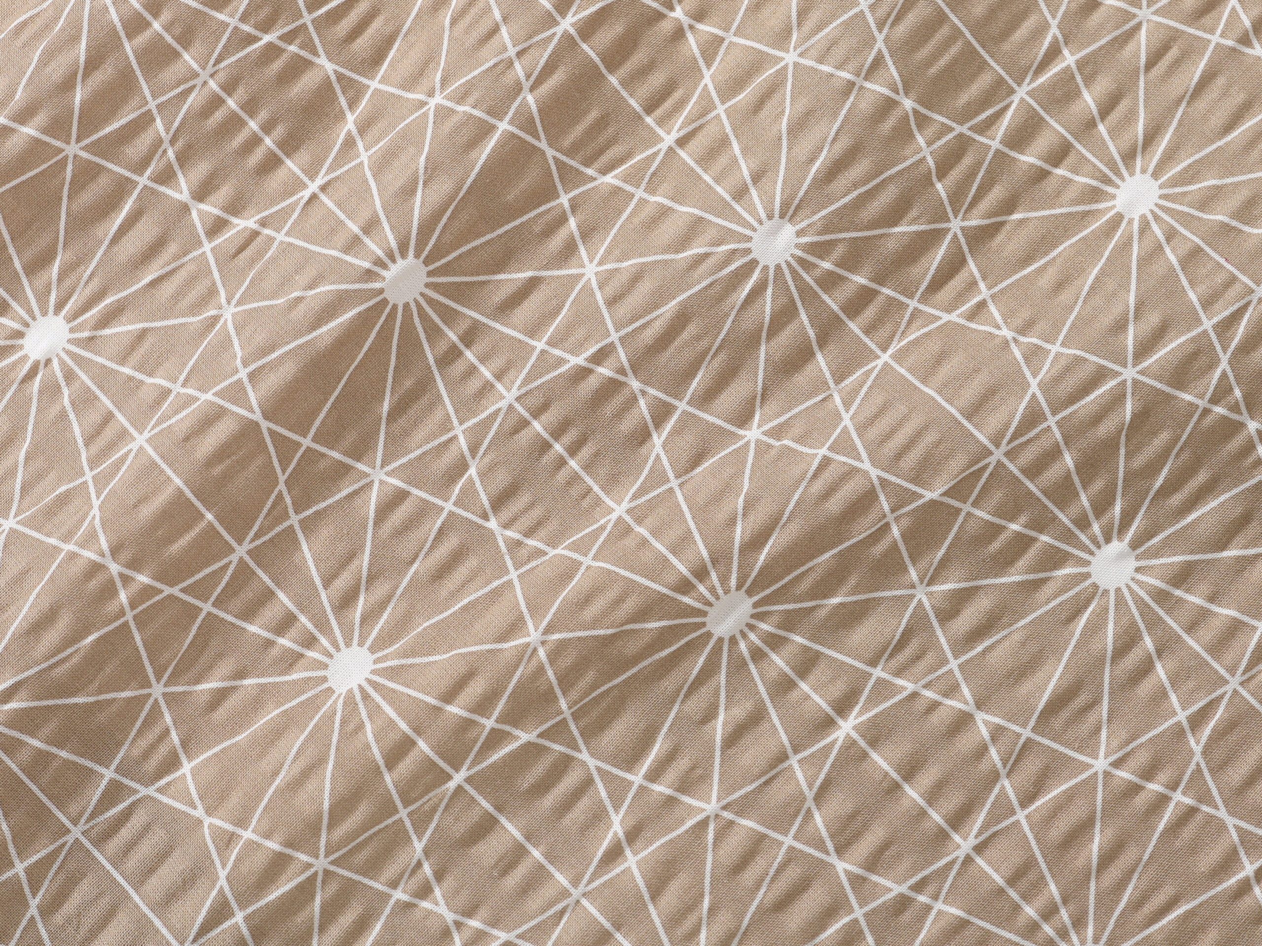 Krepová látka bílé čáry na hnědé metráž šířka 142 cm