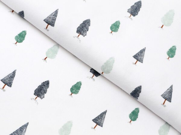 Flanelová látka zimní les metráž šířka 142 cm