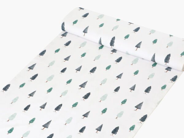 Flanelová látka zimní les metráž šířka 142 cm