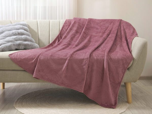 Deka Mikroflanel tmavě růžová ornament 150x200 cm